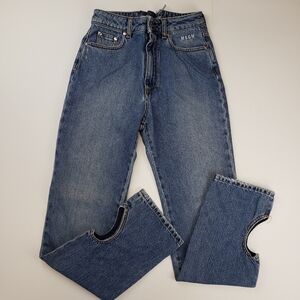 MSGM high waist jeans with DIY waist and heart cutout ankles size 6